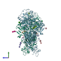 PDB entry 6wfj coloured by chain, side view.