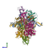 PDB entry 6wgc coloured by chain, side view.