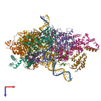 PDB entry 6wgc coloured by chain, top view.