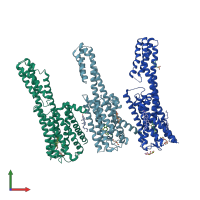 PDB entry 6wh4 coloured by chain, front view.