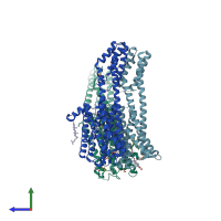 PDB entry 6wh4 coloured by chain, side view.