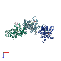 PDB entry 6wh4 coloured by chain, top view.