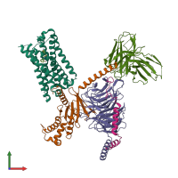 PDB entry 6wha coloured by chain, front view.