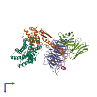 PDB entry 6wha coloured by chain, top view.