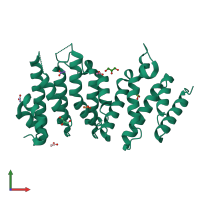 PDB entry 6whb coloured by chain, front view.