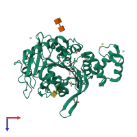 PDB entry 6wia coloured by chain, top view.