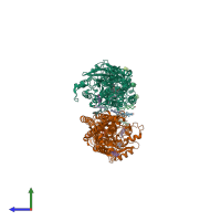 PDB entry 6wiv coloured by chain, side view.