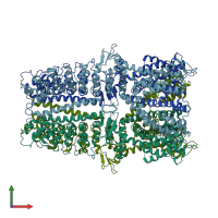 PDB entry 6wj5 coloured by chain, front view.