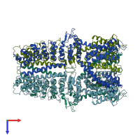 PDB entry 6wj5 coloured by chain, top view.