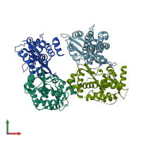 PDB entry 6wjh coloured by chain, front view.