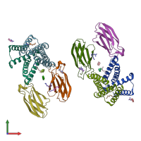 PDB entry 6wk9 coloured by chain, front view.
