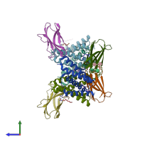 PDB entry 6wk9 coloured by chain, side view.