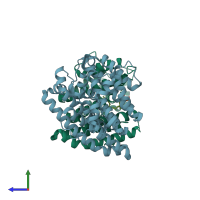 PDB entry 6wkj coloured by chain, side view.