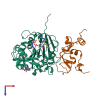 PDB entry 6wks coloured by chain, top view.
