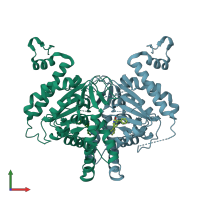 PDB entry 6wkz coloured by chain, front view.