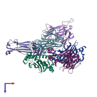 PDB entry 6wl3 coloured by chain, top view.
