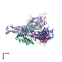 PDB entry 6wl4 coloured by chain, top view.