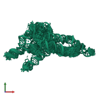 PDB entry 6wln coloured by chain, ensemble of 80 models, front view.