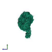 PDB entry 6wln coloured by chain, ensemble of 80 models, side view.