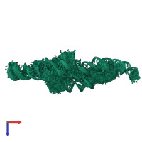 PDB entry 6wln coloured by chain, ensemble of 80 models, top view.