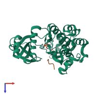 PDB entry 6wlx coloured by chain, top view.