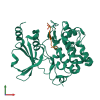 PDB entry 6wly coloured by chain, front view.