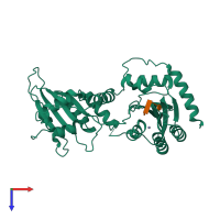 PDB entry 6wmb coloured by chain, top view.
