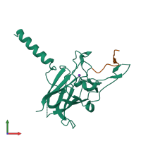 PDB entry 6wmf coloured by chain, front view.