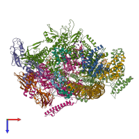 PDB entry 6wmt coloured by chain, top view.