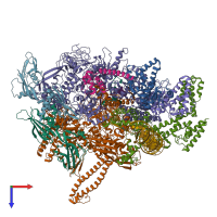 PDB entry 6wmu coloured by chain, top view.