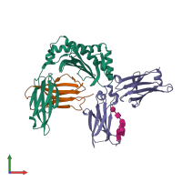 PDB entry 6wna coloured by chain, front view.