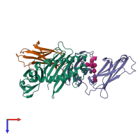 PDB entry 6wna coloured by chain, top view.