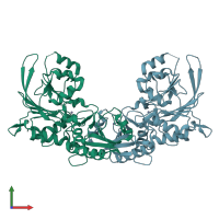 PDB entry 6wnl coloured by chain, front view.