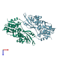 PDB entry 6wnl coloured by chain, top view.