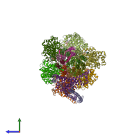 PDB entry 6wnq coloured by chain, side view.