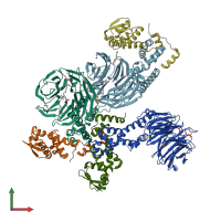 PDB entry 6wnx coloured by chain, front view.