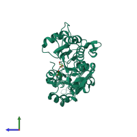 PDB entry 6wo0 coloured by chain, side view.