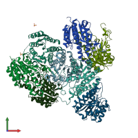 PDB entry 6won coloured by chain, front view.
