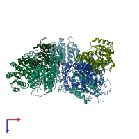 PDB entry 6won coloured by chain, top view.