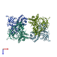 PDB entry 6wpc coloured by chain, top view.