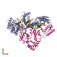 PDB entry 6wpf coloured by chain, front view.