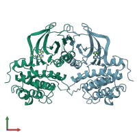 PDB entry 6wpp coloured by chain, front view.