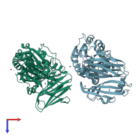 PDB entry 6wpx coloured by chain, top view.