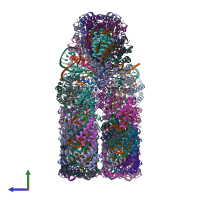 PDB entry 6wq0 coloured by chain, side view.