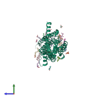 PDB entry 6wqa coloured by chain, side view.