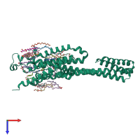 PDB entry 6wqa coloured by chain, top view.
