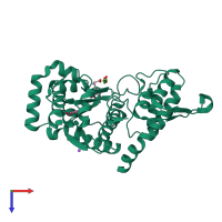 PDB entry 6wrq coloured by chain, top view.