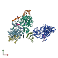 PDB entry 6wrv coloured by chain, front view.