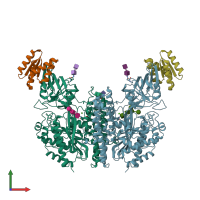 PDB entry 6wrw coloured by chain, front view.