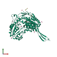 PDB entry 6wsa coloured by chain, front view.